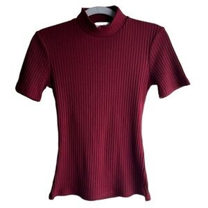 Privacy Please Turtle Neck Short Sleeve Textured Ribbed Sweater Women’s XS
